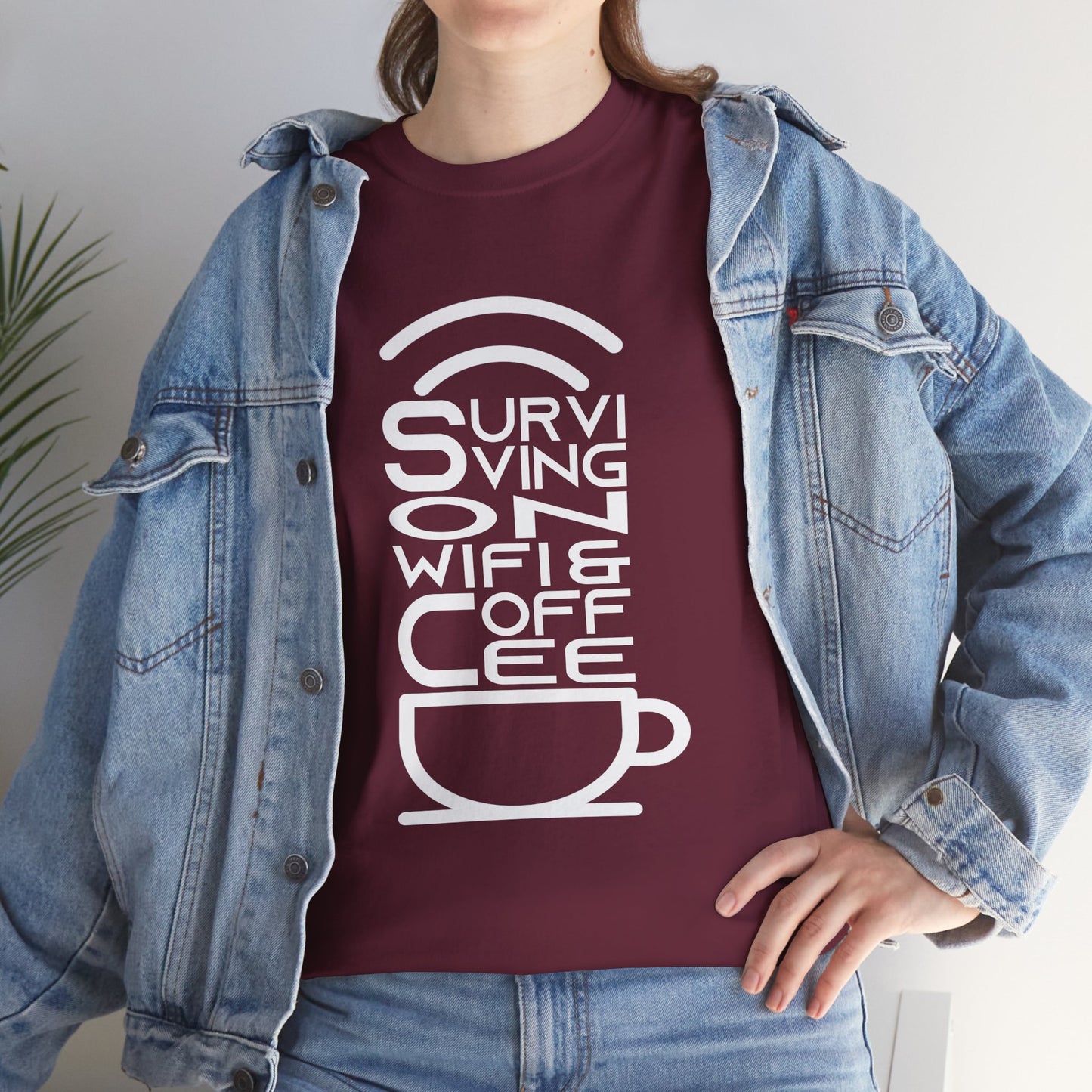 Digital Nomad Tee — "Surviving on Coffee and WiFi" Funny Travel Shirt