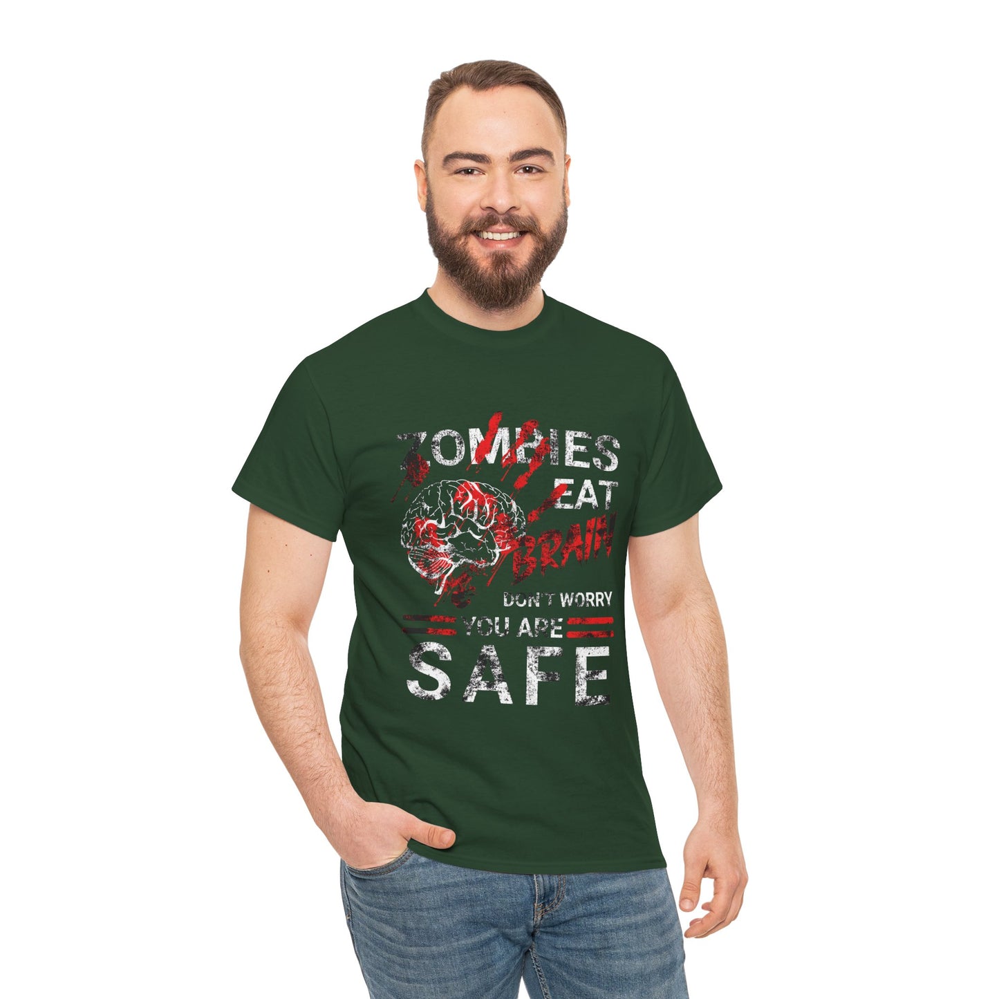 Zombies Eat Brains You’re Safe Funny Horror Humor T-Shirt