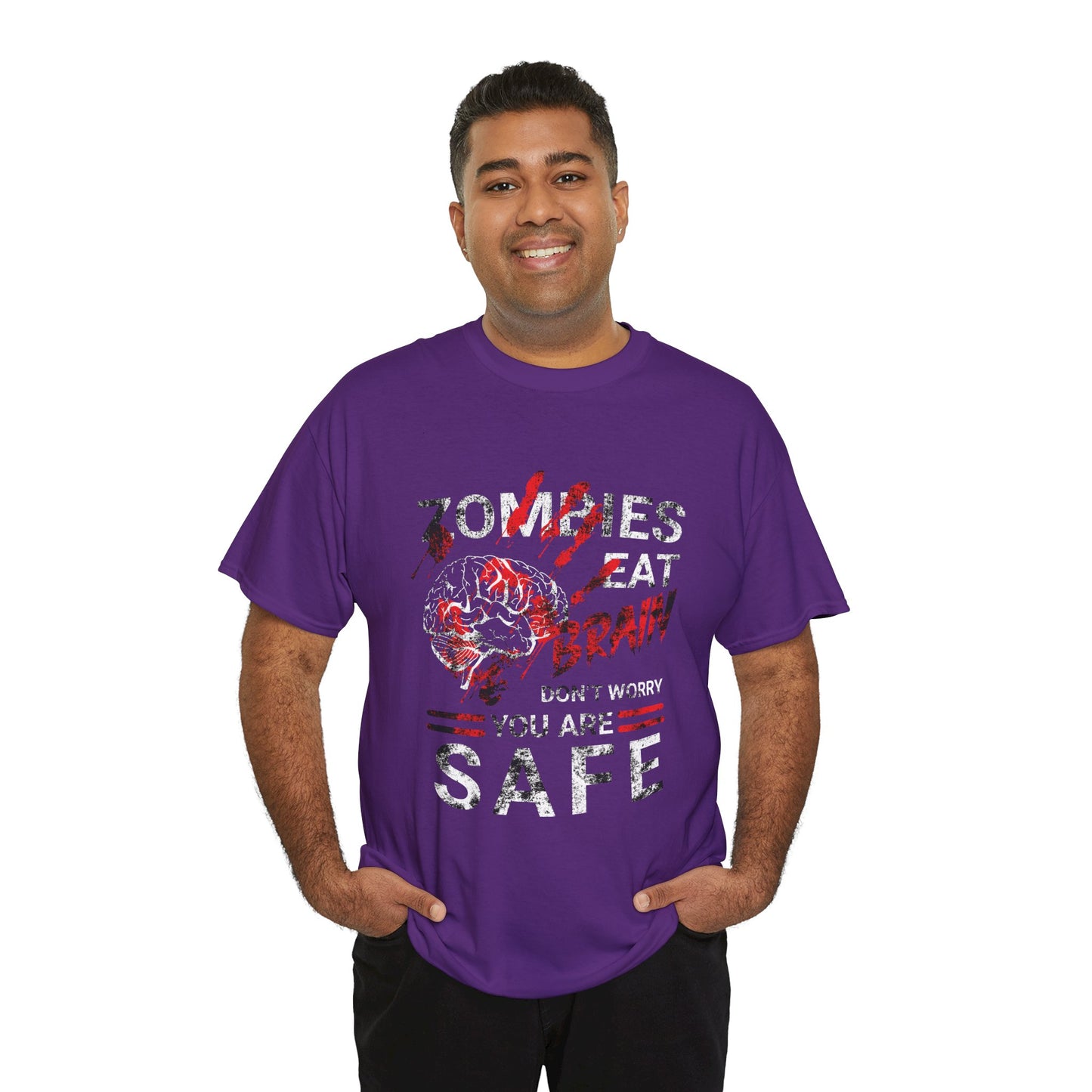 Zombies Eat Brains You’re Safe Funny Horror Humor T-Shirt