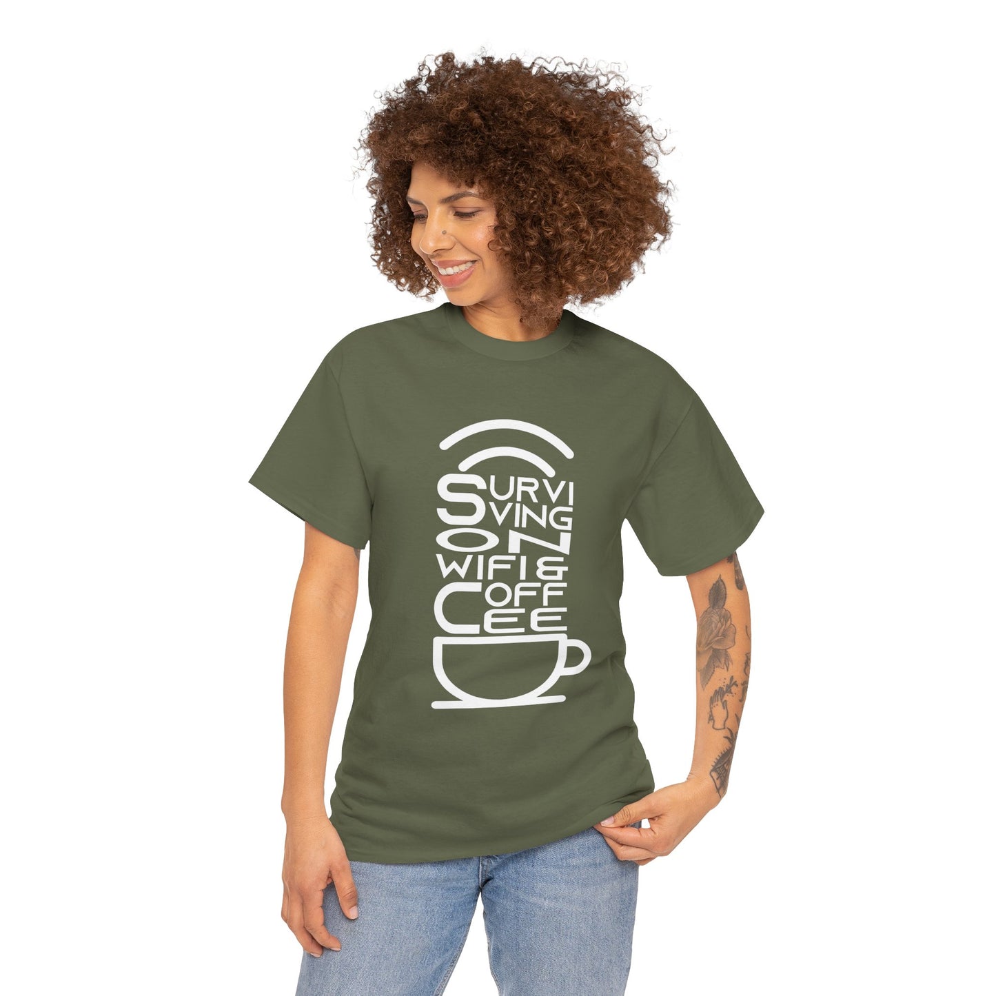 Digital Nomad Tee — "Surviving on Coffee and WiFi" Funny Travel Shirt