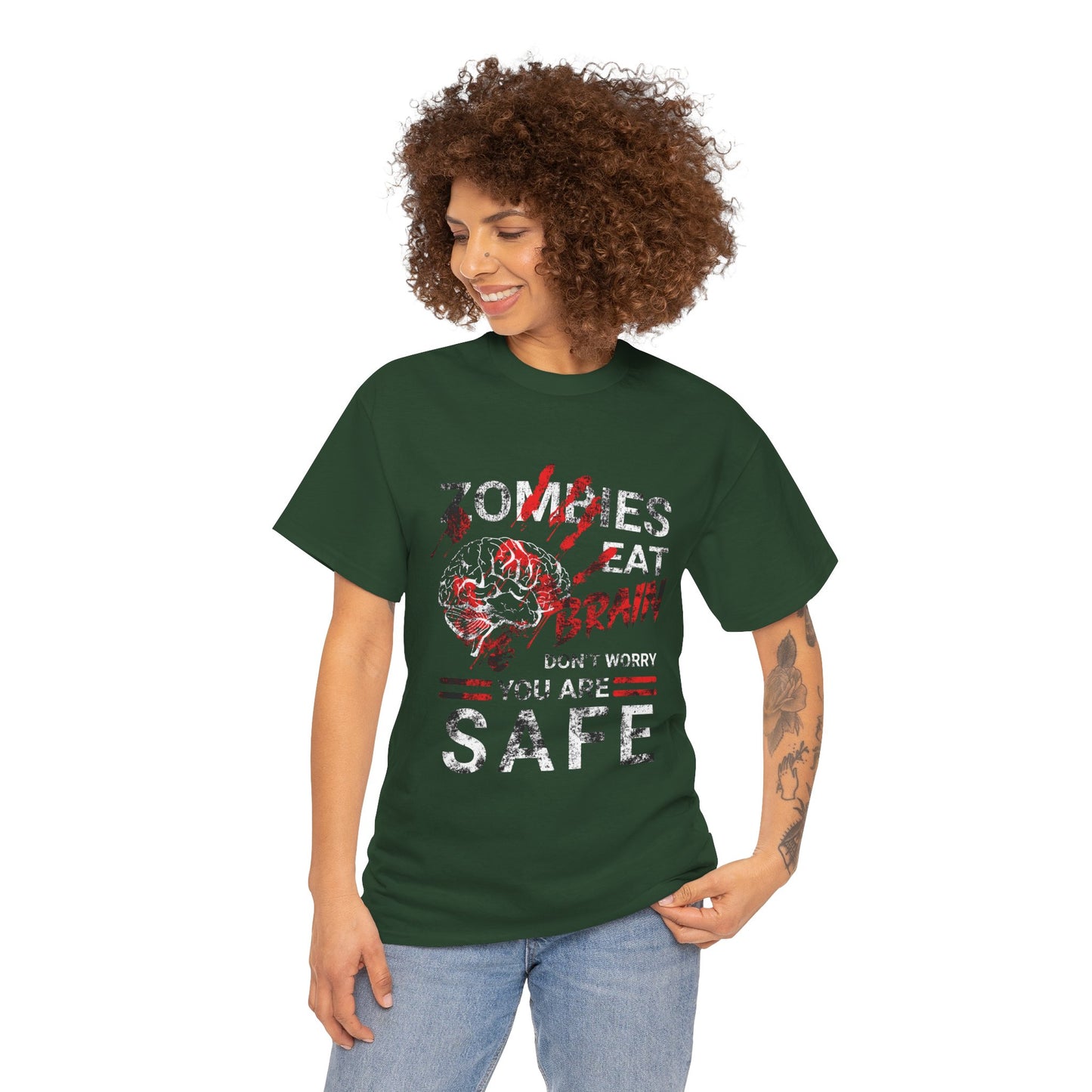 Zombies Eat Brains You’re Safe Funny Horror Humor T-Shirt