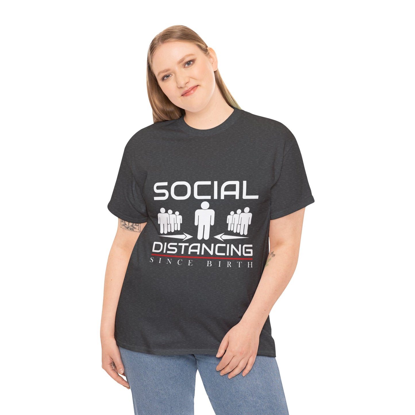 Introvert Humor Tee — "Social Distancing Since Birth"