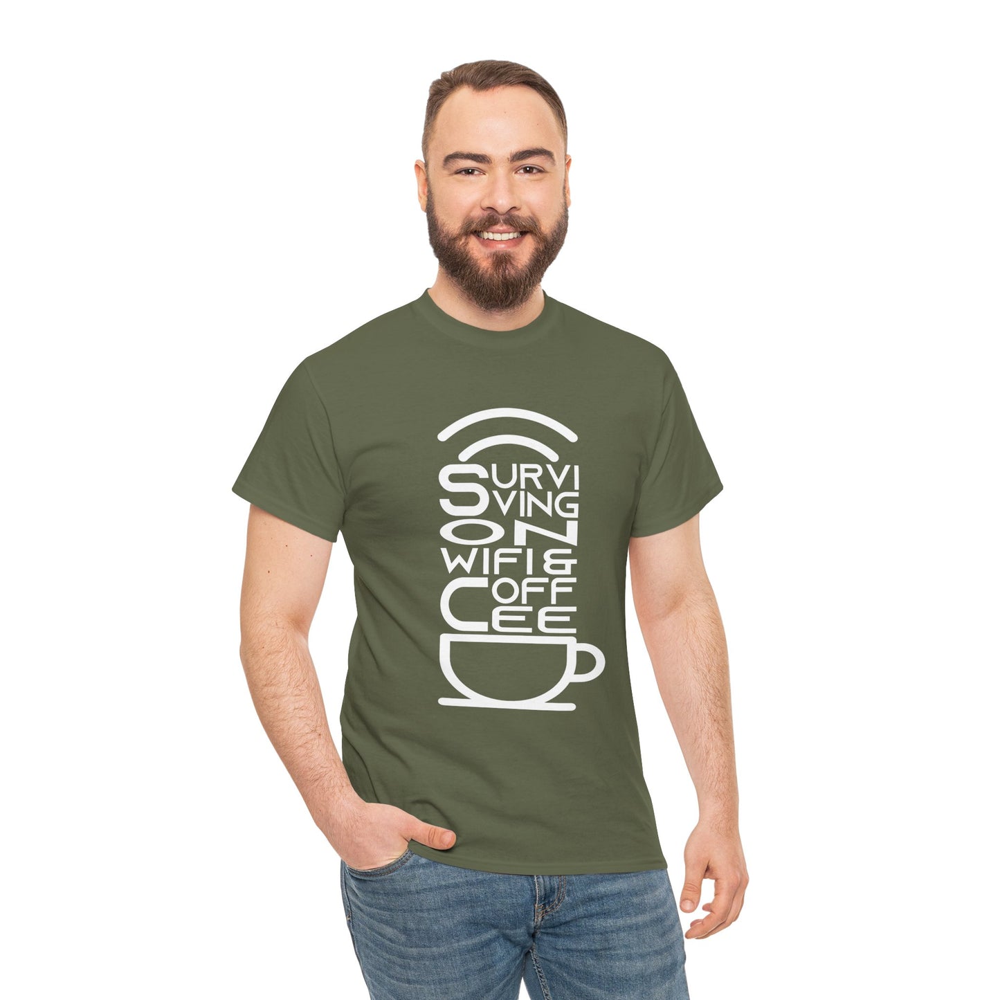 Digital Nomad Tee — "Surviving on Coffee and WiFi" Funny Travel Shirt