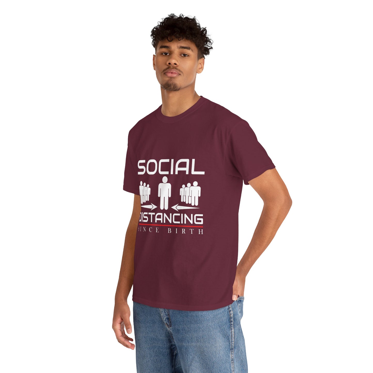 Introvert Humor Tee — "Social Distancing Since Birth"