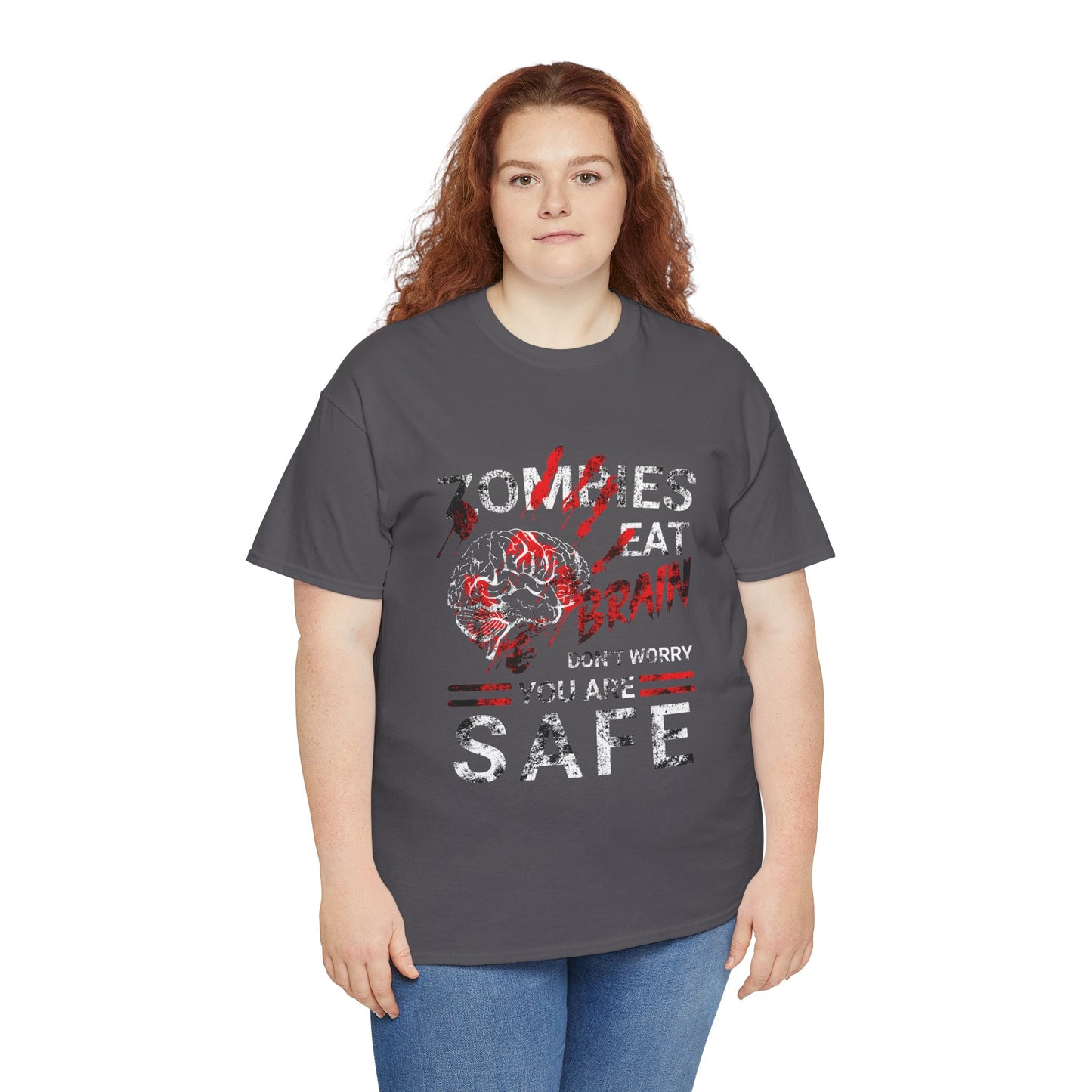 Zombies Eat Brains You’re Safe Funny Horror Humor T-Shirt