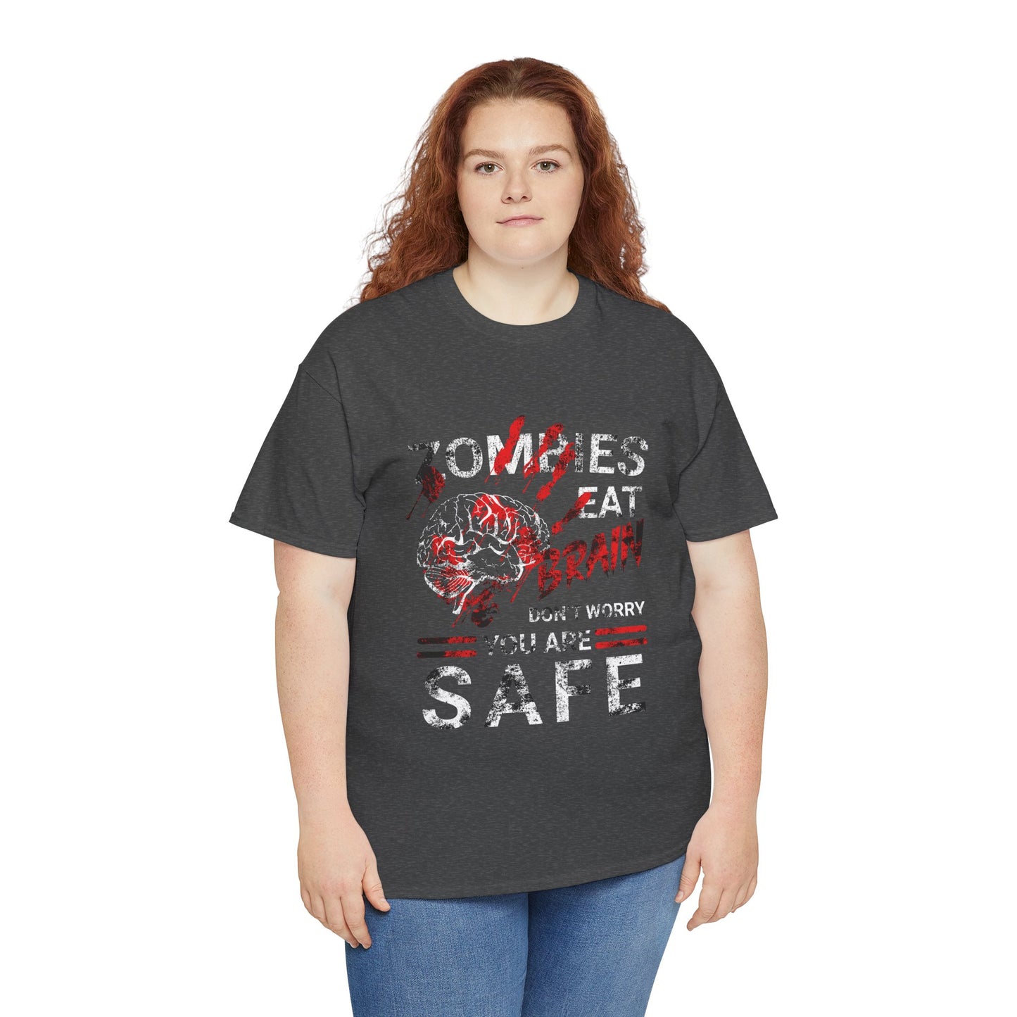 Zombies Eat Brains You’re Safe Funny Horror Humor T-Shirt