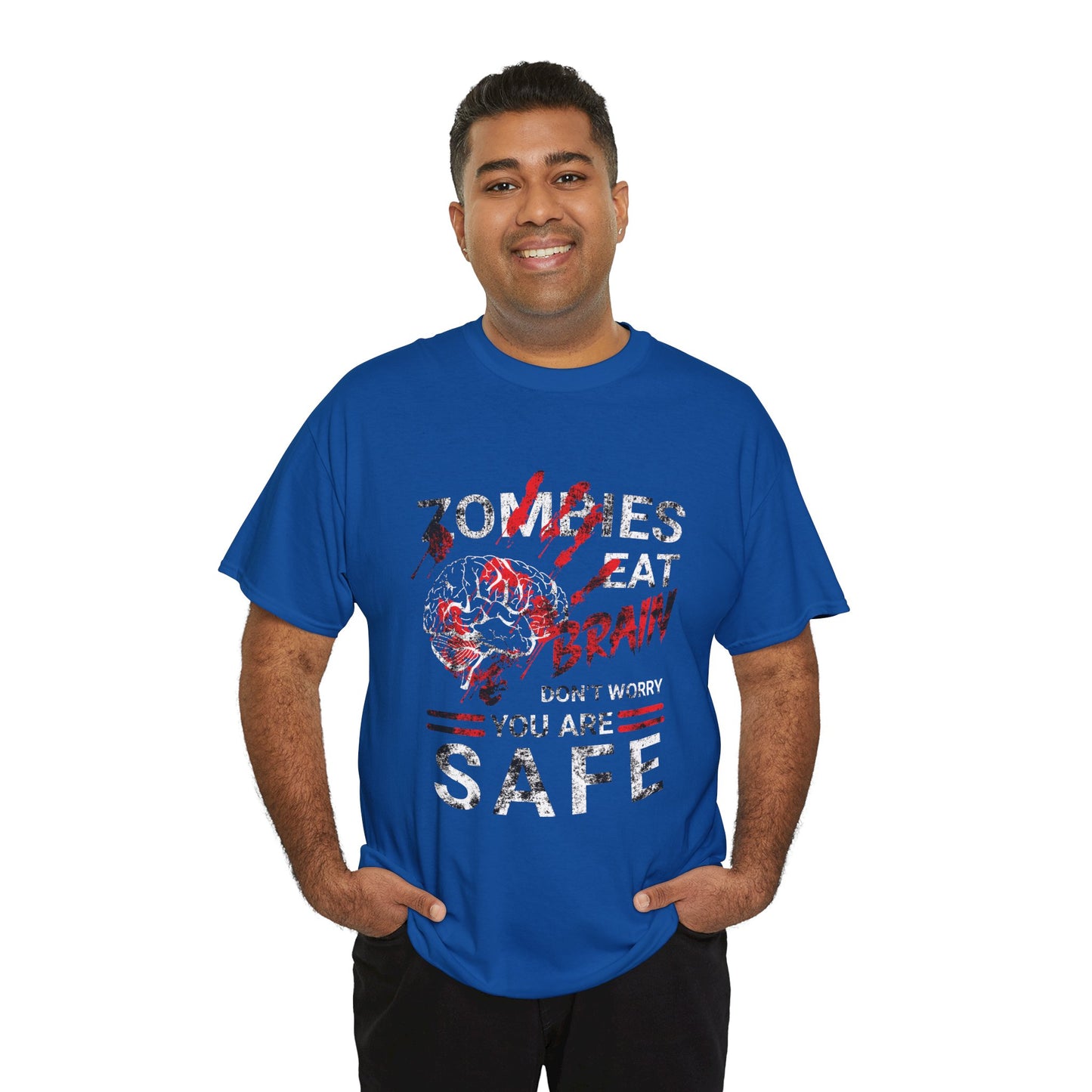 Zombies Eat Brains You’re Safe Funny Horror Humor T-Shirt