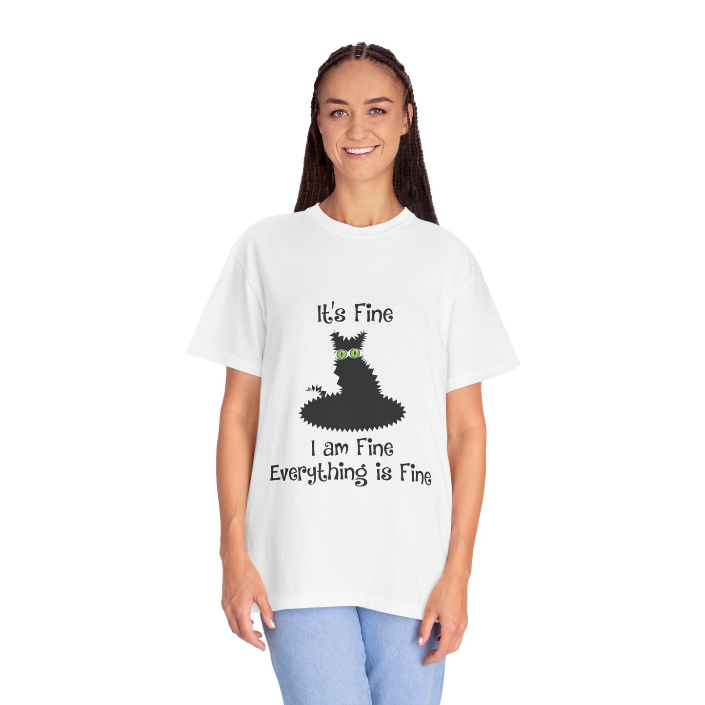 Halloween Cat T-Shirt — "It's Fine, I am Fine, Everything is Fine" Graphic Tee