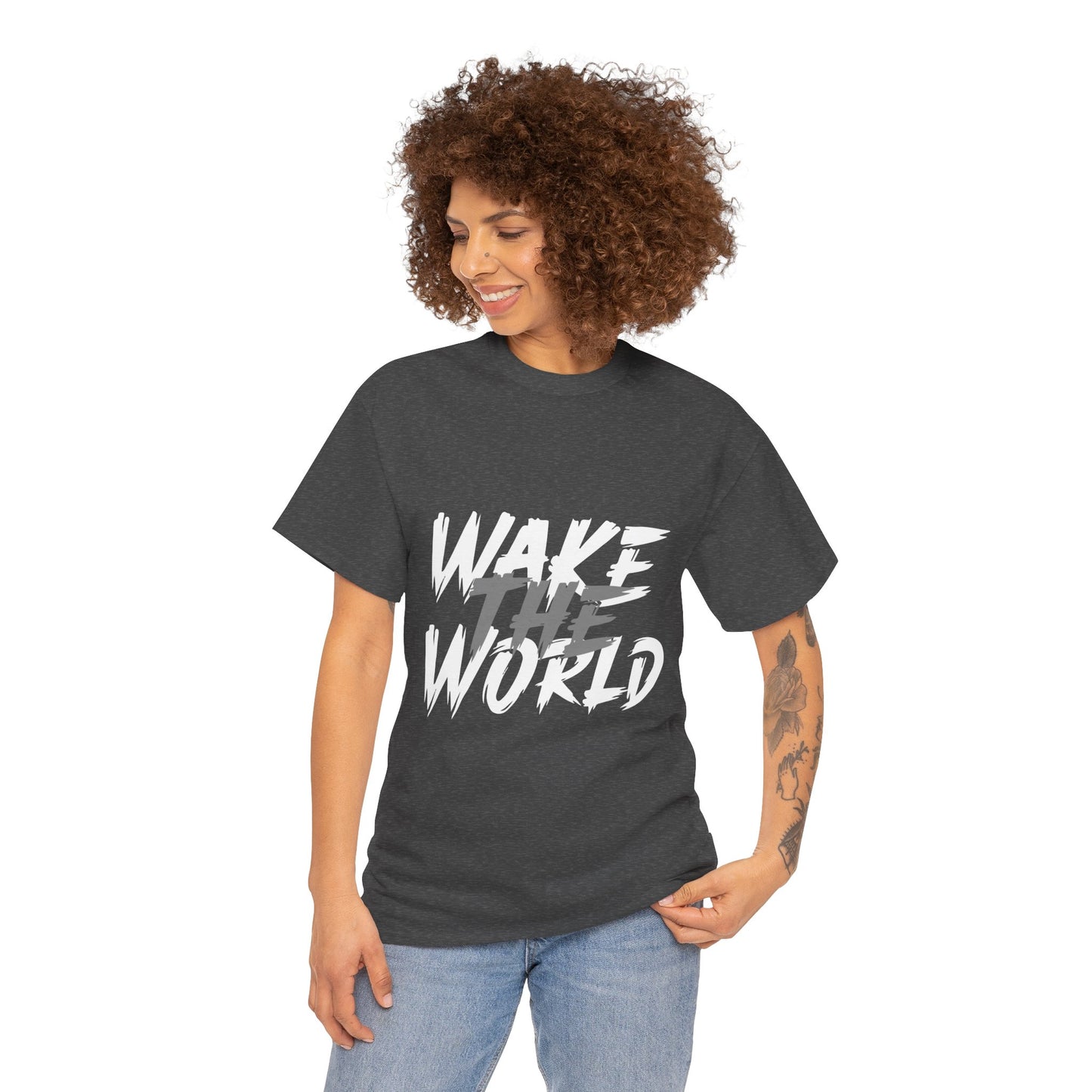 Wake the World Motivational T-Shirt — Positive Energy Quote Tee