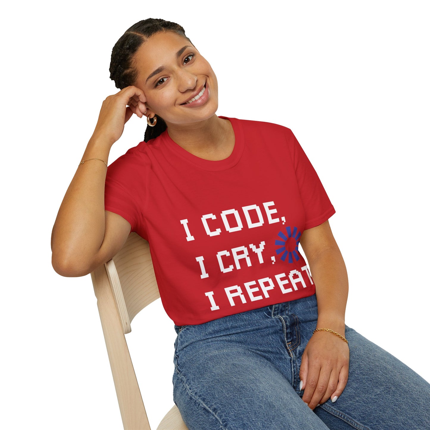 Programmer Life T-Shirt — "I Code I Cry I Repeat" Funny Developer Tee