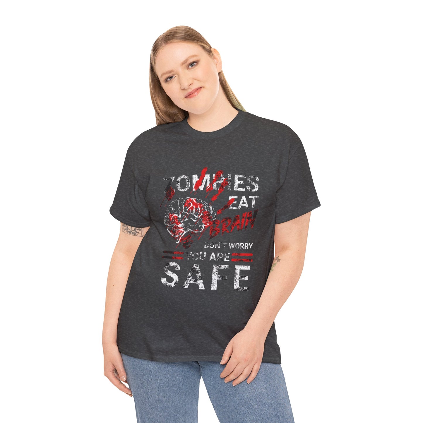 Zombies Eat Brains You’re Safe Funny Horror Humor T-Shirt
