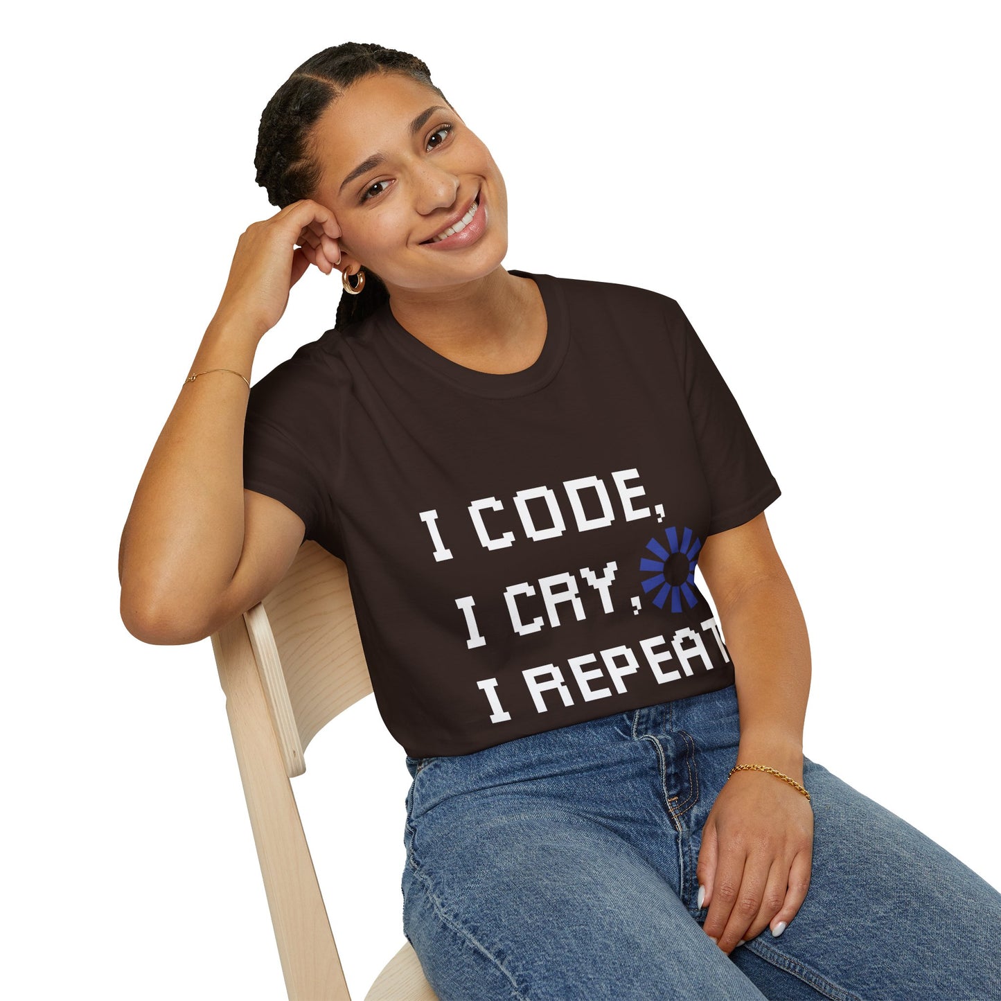 Programmer Life T-Shirt — "I Code I Cry I Repeat" Funny Developer Tee
