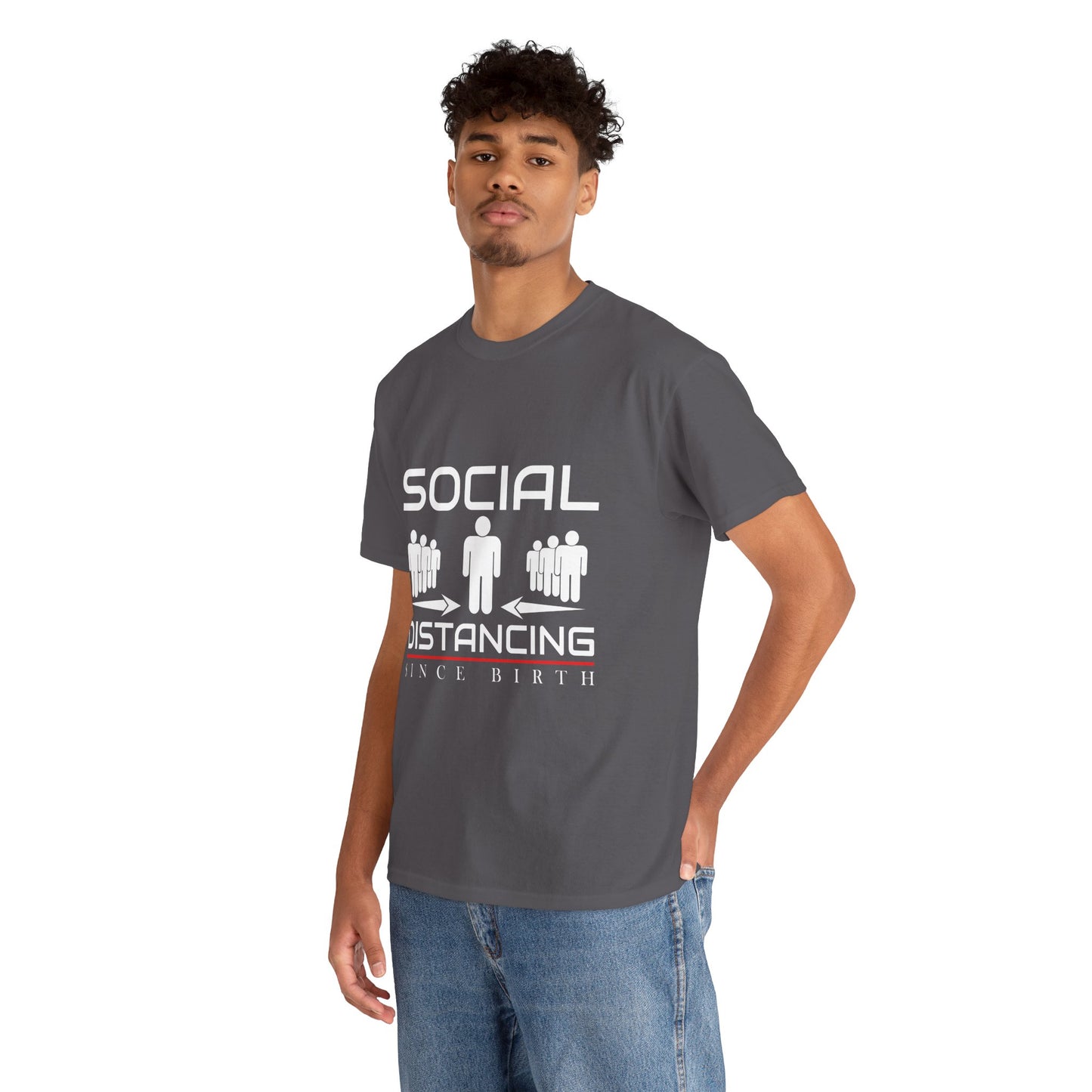 Introvert Humor Tee — "Social Distancing Since Birth"
