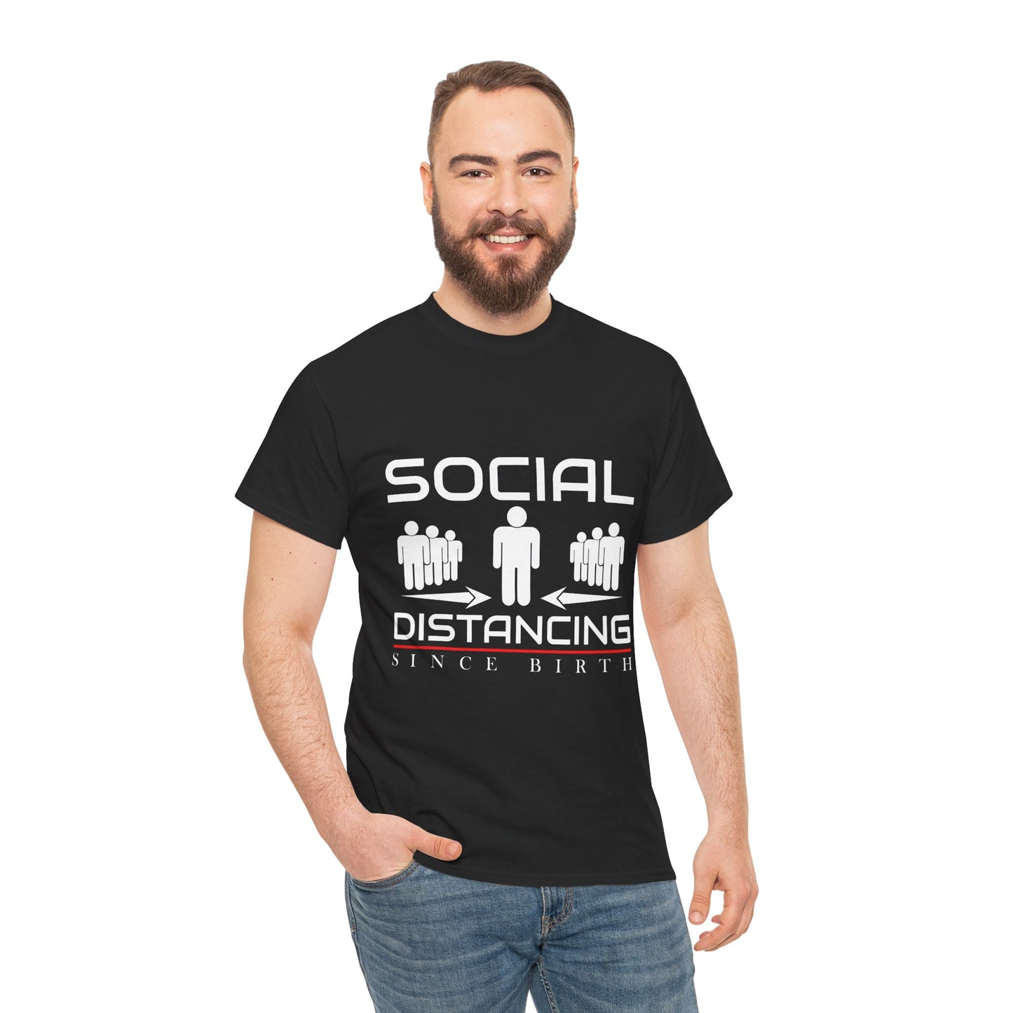 Introvert Humor Tee — "Social Distancing Since Birth"