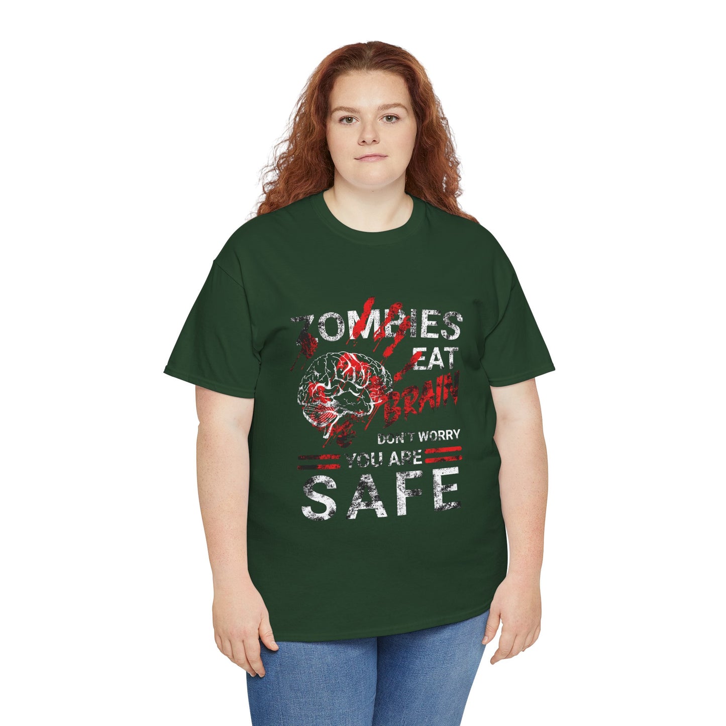 Zombies Eat Brains You’re Safe Funny Horror Humor T-Shirt