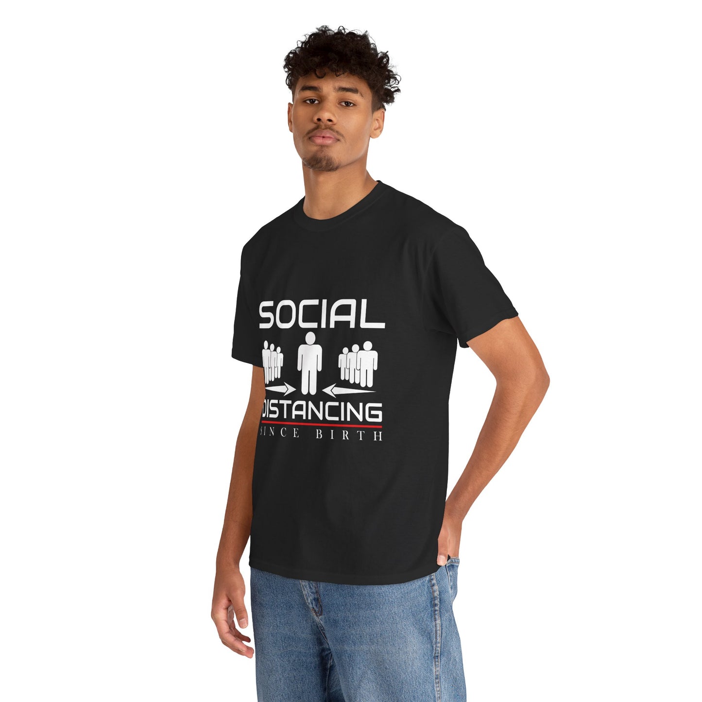 Introvert Humor Tee — "Social Distancing Since Birth"