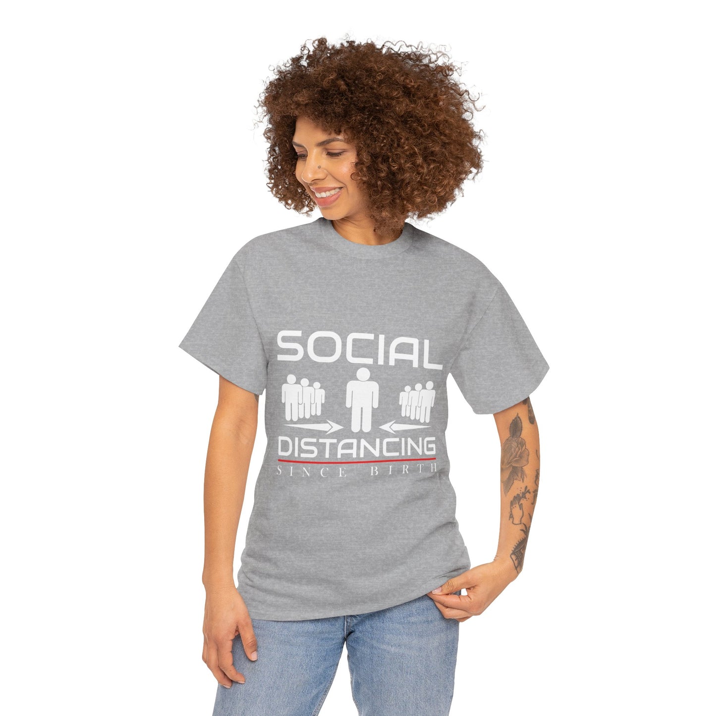 Introvert Humor Tee — "Social Distancing Since Birth"