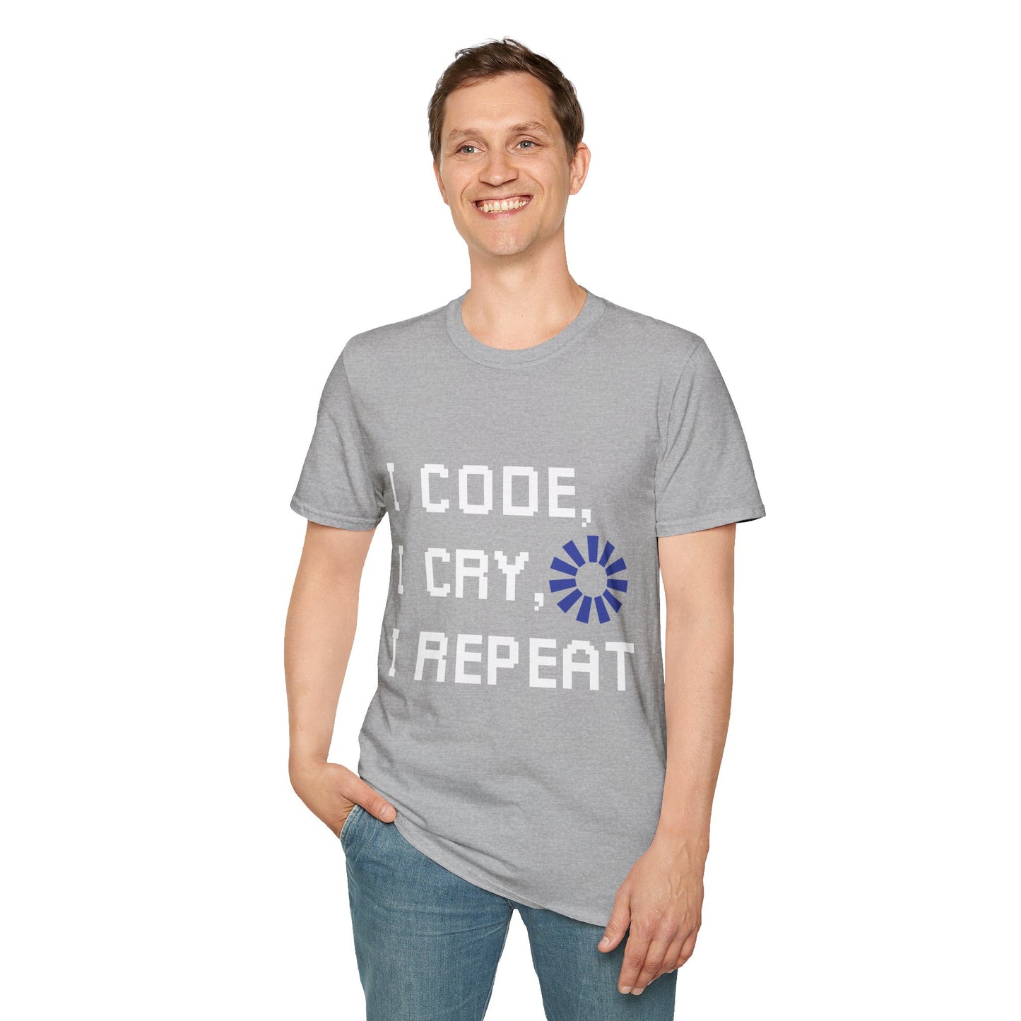 Programmer Life T-Shirt — "I Code I Cry I Repeat" Funny Developer Tee