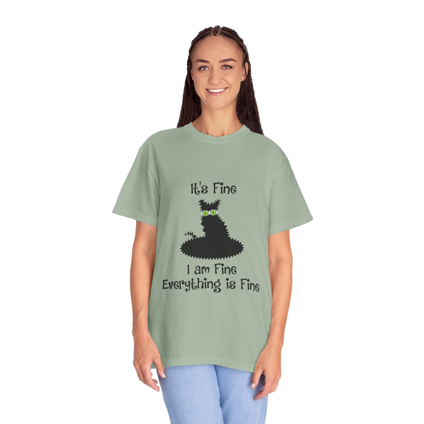 Halloween Cat T-Shirt — "It's Fine, I am Fine, Everything is Fine" Graphic Tee