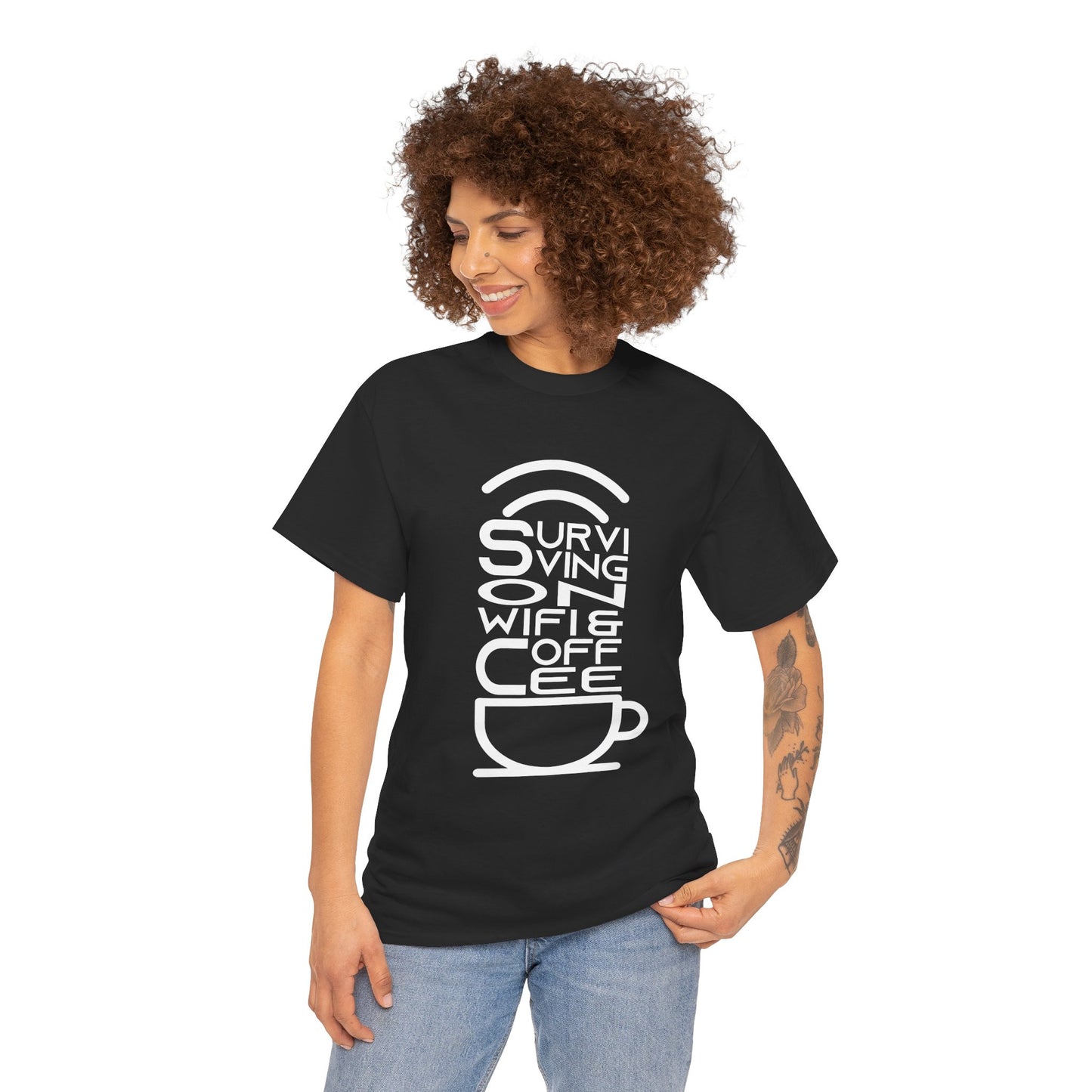 Digital Nomad Tee — "Surviving on Coffee and WiFi" Funny Travel Shirt