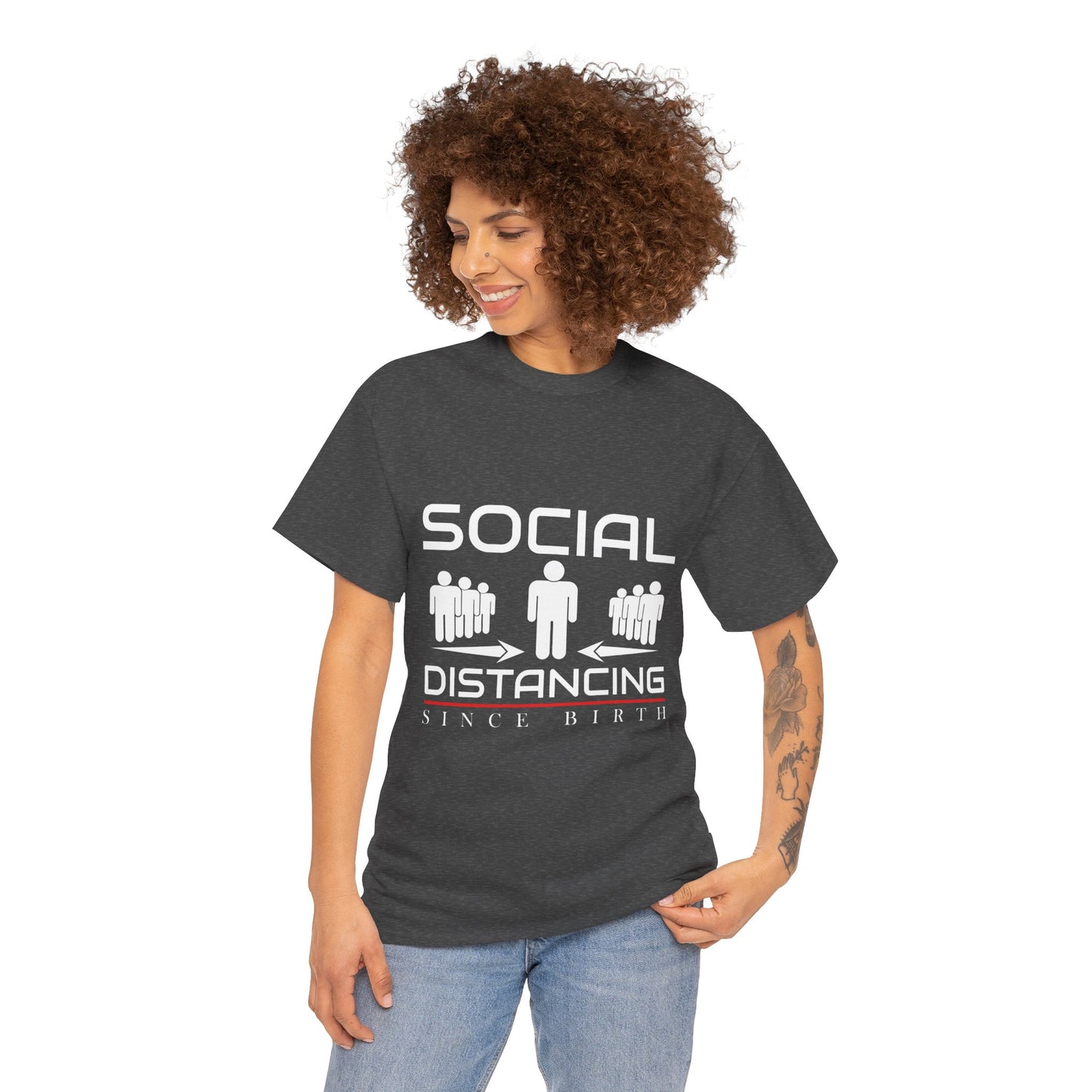 Introvert Humor Tee — "Social Distancing Since Birth"