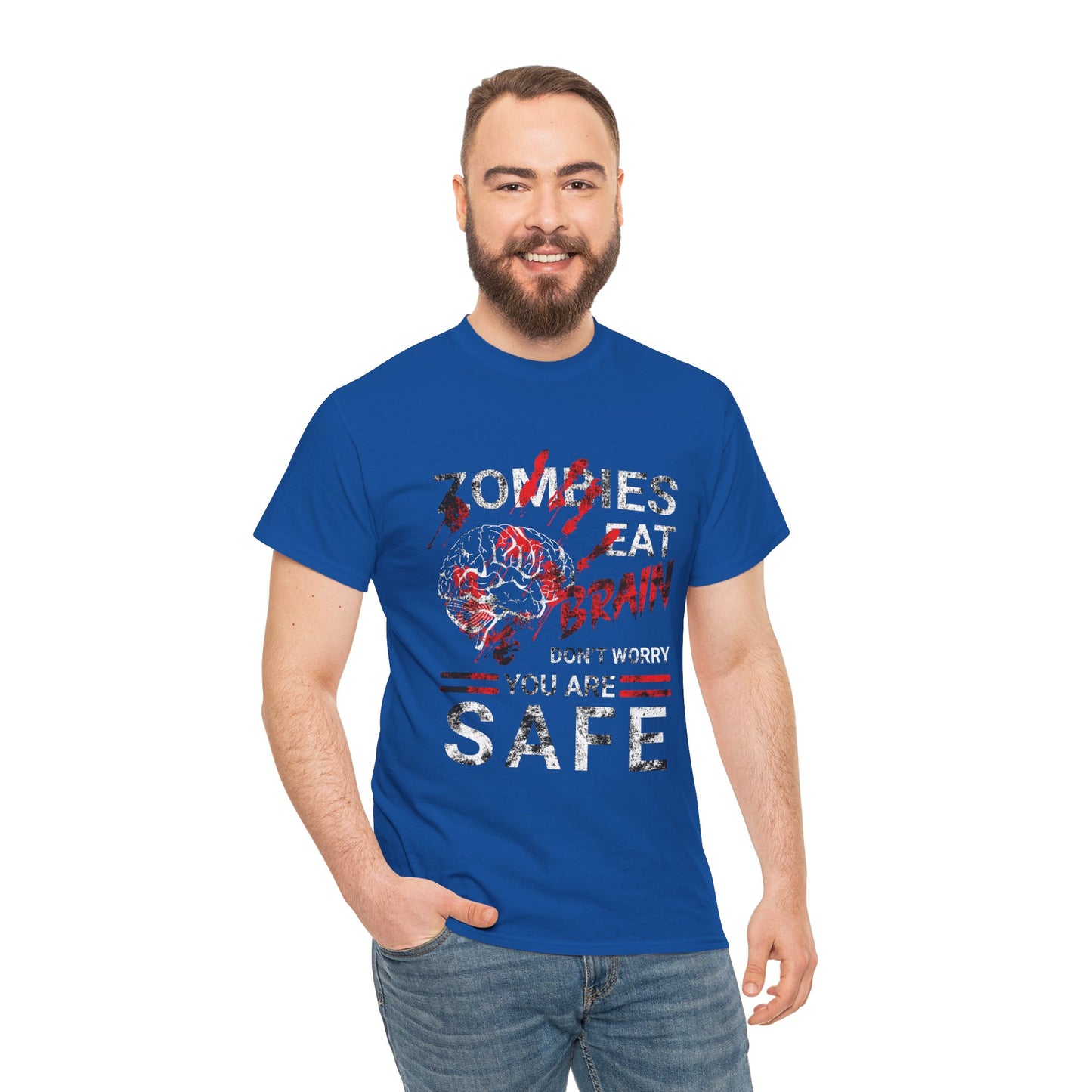 Zombies Eat Brains You’re Safe Funny Horror Humor T-Shirt
