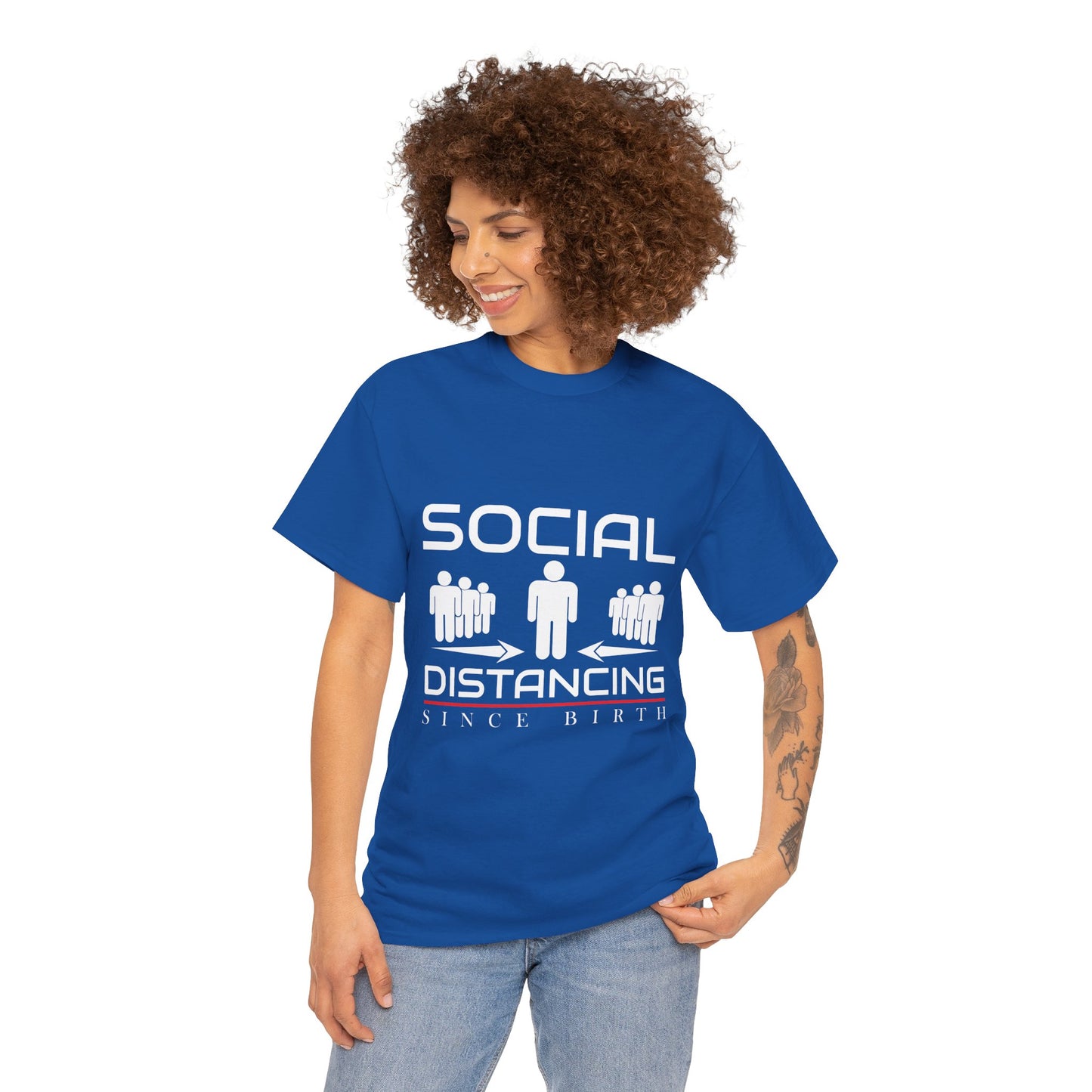 Introvert Humor Tee — "Social Distancing Since Birth"