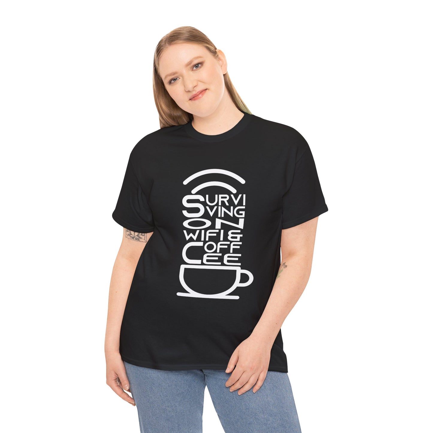 Digital Nomad Tee — "Surviving on Coffee and WiFi" Funny Travel Shirt