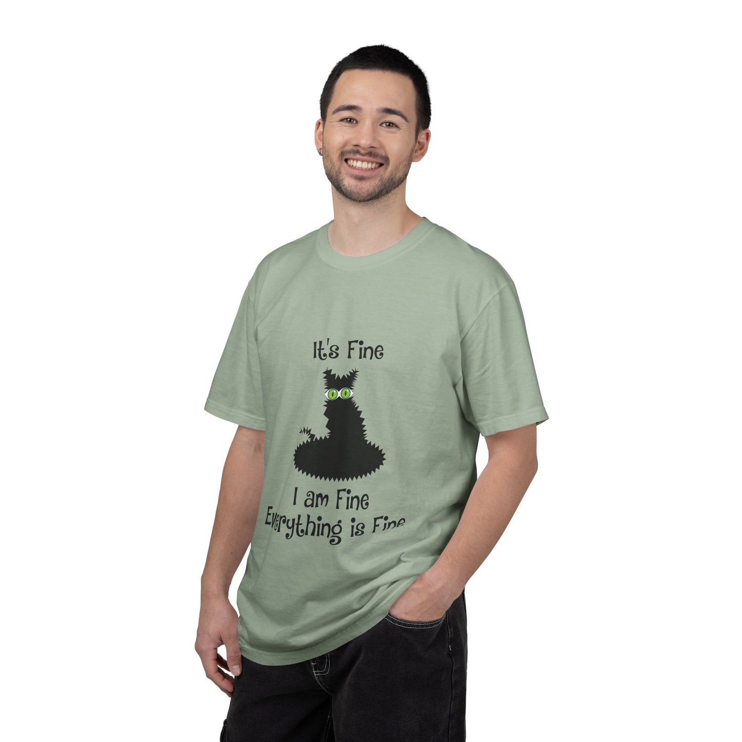Halloween Cat T-Shirt — "It's Fine, I am Fine, Everything is Fine" Graphic Tee
