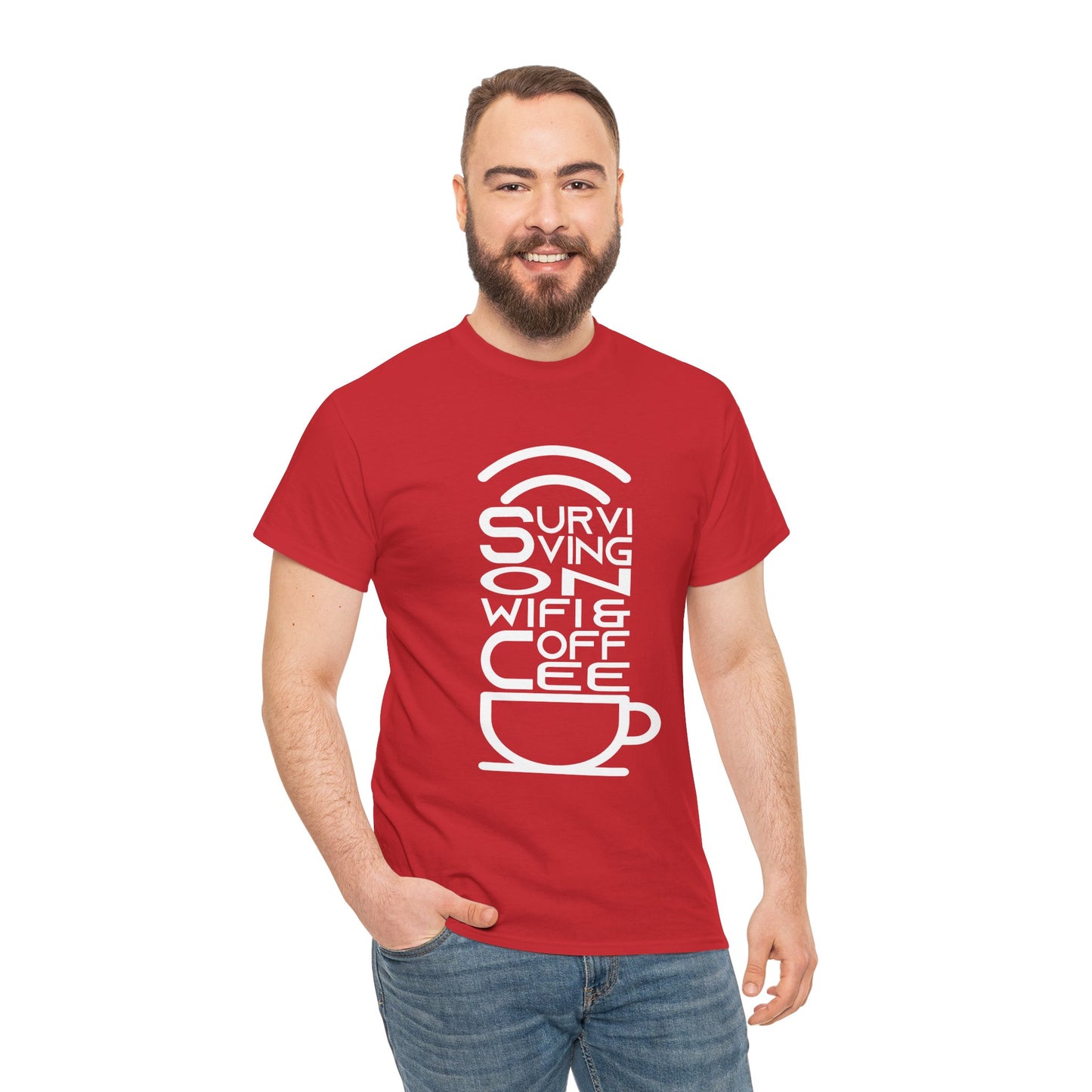 Digital Nomad Tee — "Surviving on Coffee and WiFi" Funny Travel Shirt